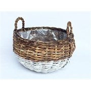 Košara s ručkama d55 h34cm bijela/natur