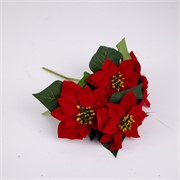 Poinsettia buket x5 30cm velvet crvena