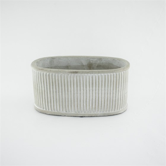 Cement posuda oval 25x13x12cm rebrasta