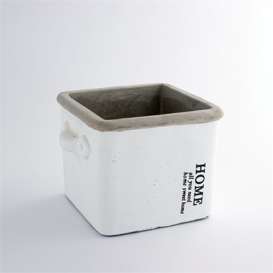 Cement posuda kocka sa natpisom \home\ 13,5x13,5x11cm