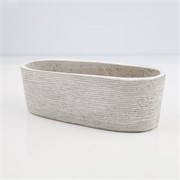 Cement posuda oval 28x11xh10cm siva/bijela