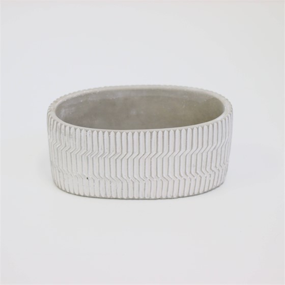 Cement posuda oval 15x8,5cm h8,5cm siva/bijela