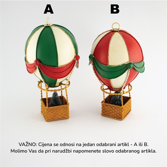 Figura metalna balon antique h24 d12,5cm 2ass