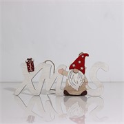 Ukras drveni xmas sa gnomom 24xh12cm