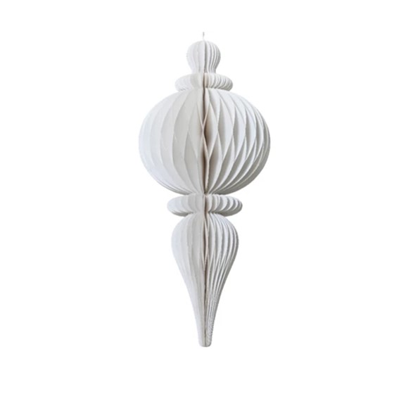 Ukras za bor papirni finial 34xh80cm bijela