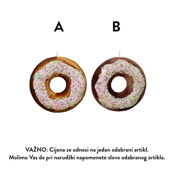 Ukras za bor donut velvet h13 d3cm 2ass smeđa