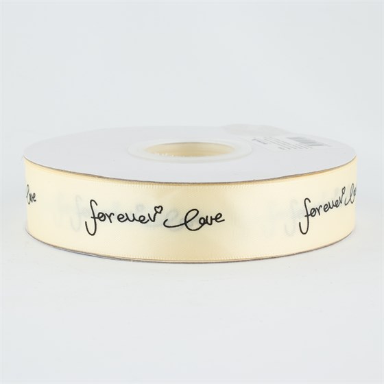 Traka saten forever love 25mm/41,1m cream